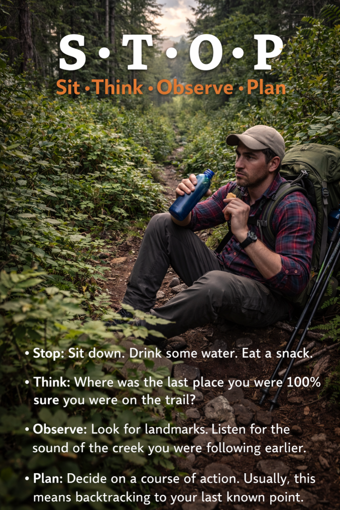 Condoling the Wrong Turn Spiral, S.T.O.P. = Sit-Think-Observe-Plan. This simple process will aid you in getting control of the situation. 