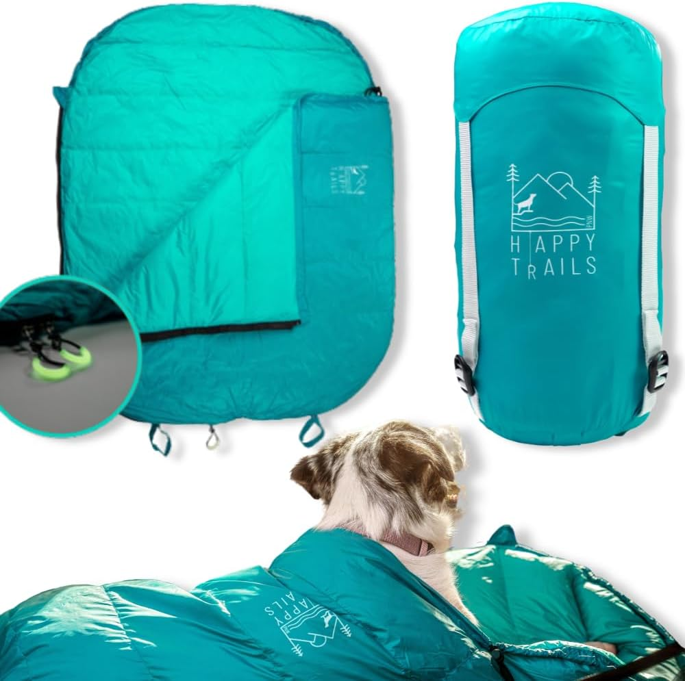 Image of an Ultralight Dog Sleeping Bag for Backpacking-Outdoor Dog Bed for Hiking-Packable Sleeping Bag for Dogs-Dog Travel Bed (Glacial Blue | Large Dog)