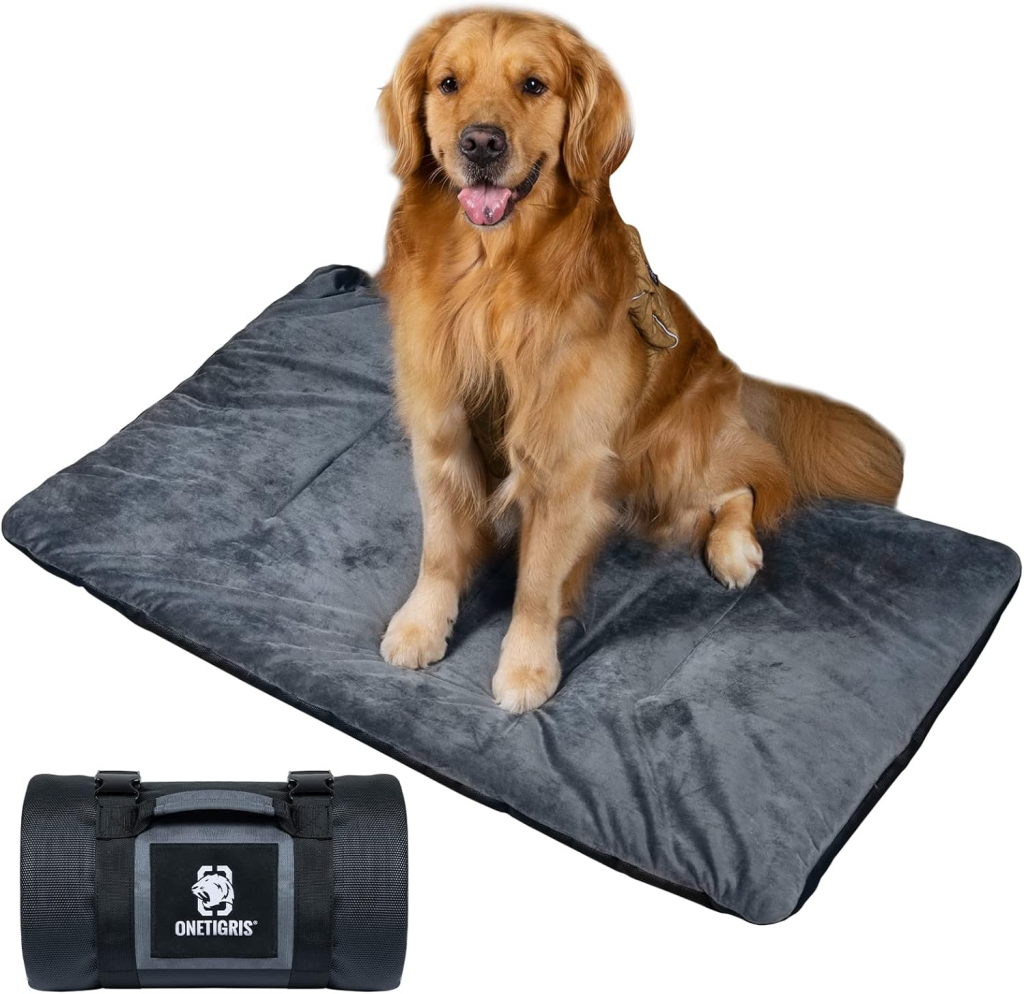 Image of a ONETIGRIS Travel Dog Bed - Portable, Washable, Waterproof Anti-Slip Dog Camping Bed, 3.6ft by 2.2ft Outdoor Indoor Bed Mat Cushioned Plush Warm Puppy Mattresses