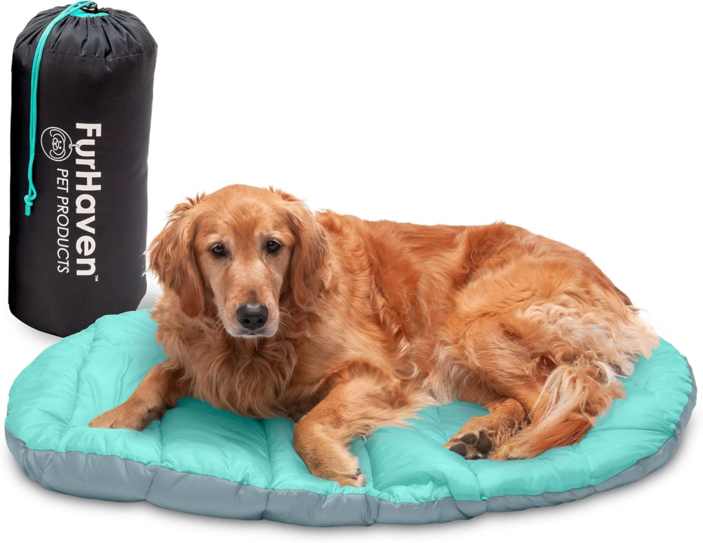 Image of a FurHaven Outdoor Travel Dog Bed for Large Dogs, Lightweight Trail Pup Travel Pillow Mat with Stuff Sack, Machine Washable & Foldable, Large Dog