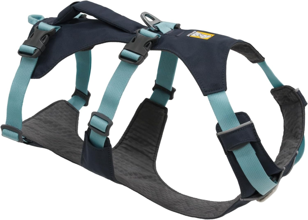Image of the Ruffwear, Flagline Dog Harness, Lightweight and Reflective, No Pull Dog Lift Harness for Hiking, Running and Everyday Use, Basalt Gray. Dog Hiking Harnesses With Handles
