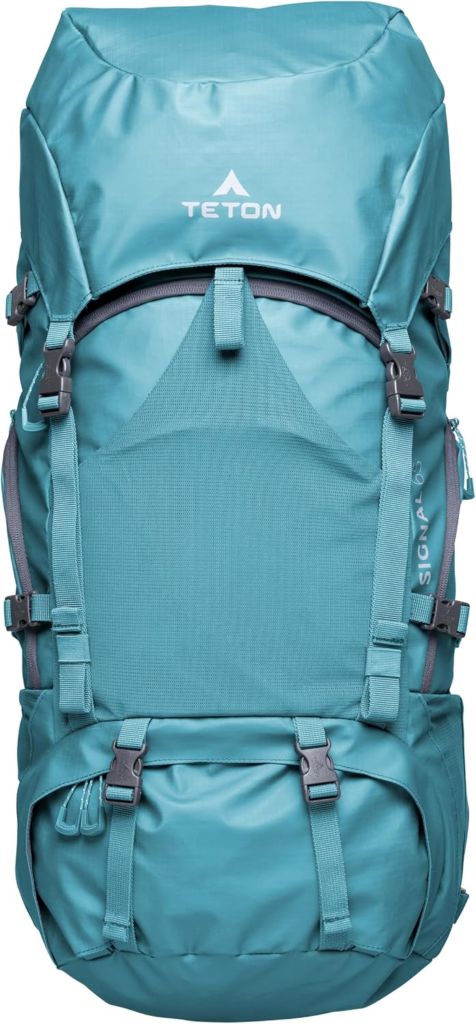 Teton 65L Signal backpack, durable and ready for hiking, camping or backpacking. Perfect lightweight travel bag with more room than you think, Alpine.