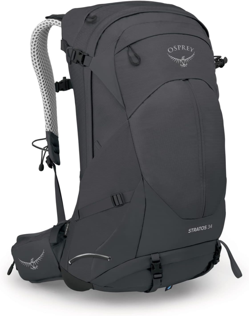 Osprey Stratos 34L Men's Hiking Backpack, Tunnel Vision Grey.